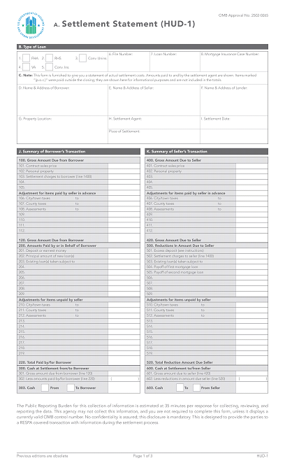 HUD 1 HUD 1A Settlement Software 99 year